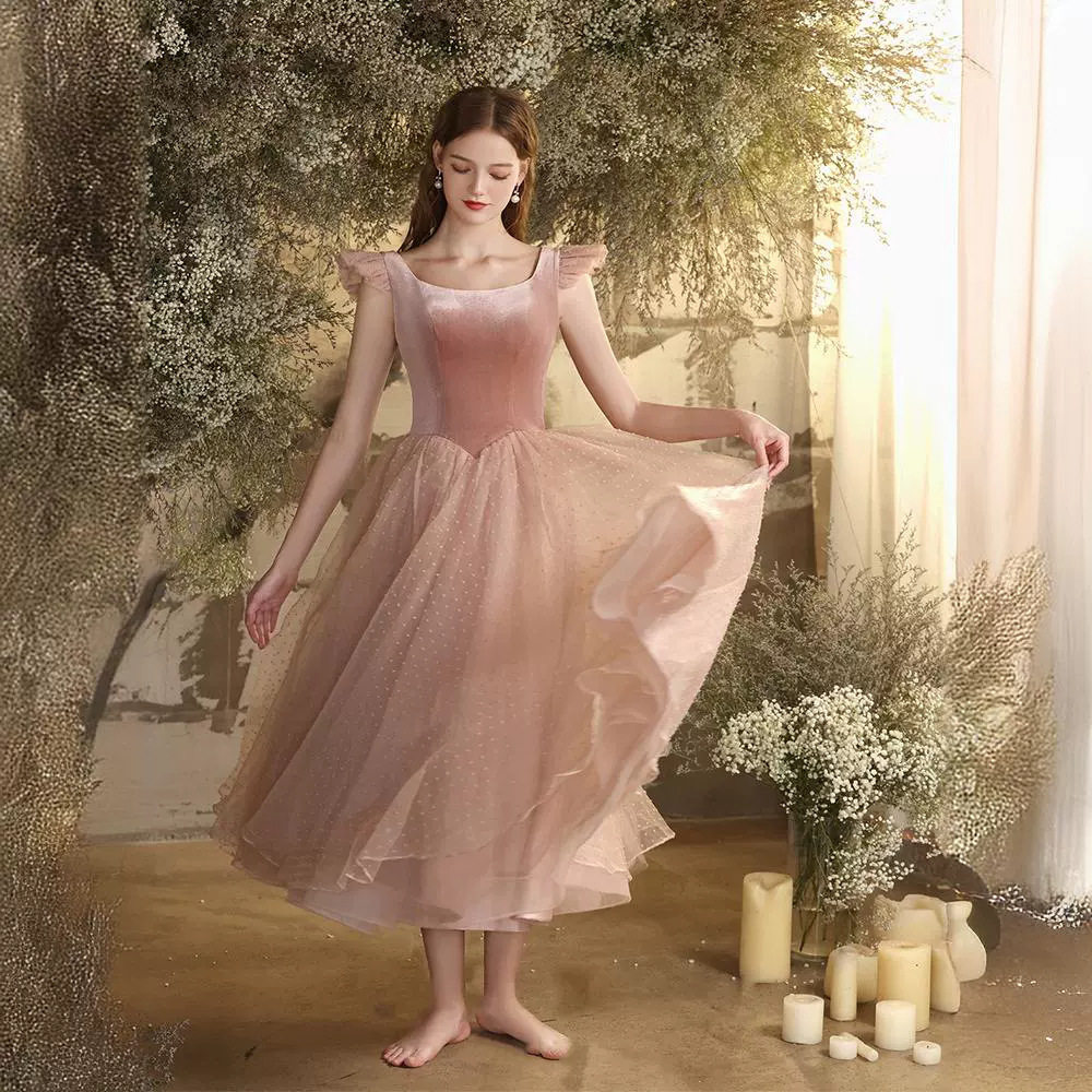 高级定制唯美浪漫巴黎少女赫本风艺考生日礼服毕业舞会礼服裙依丽