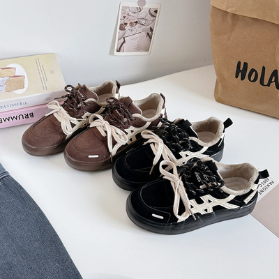 厚底德训鞋女款2025新款秋冬季爆款加绒二棉鞋运动休闲板鞋子女鞋