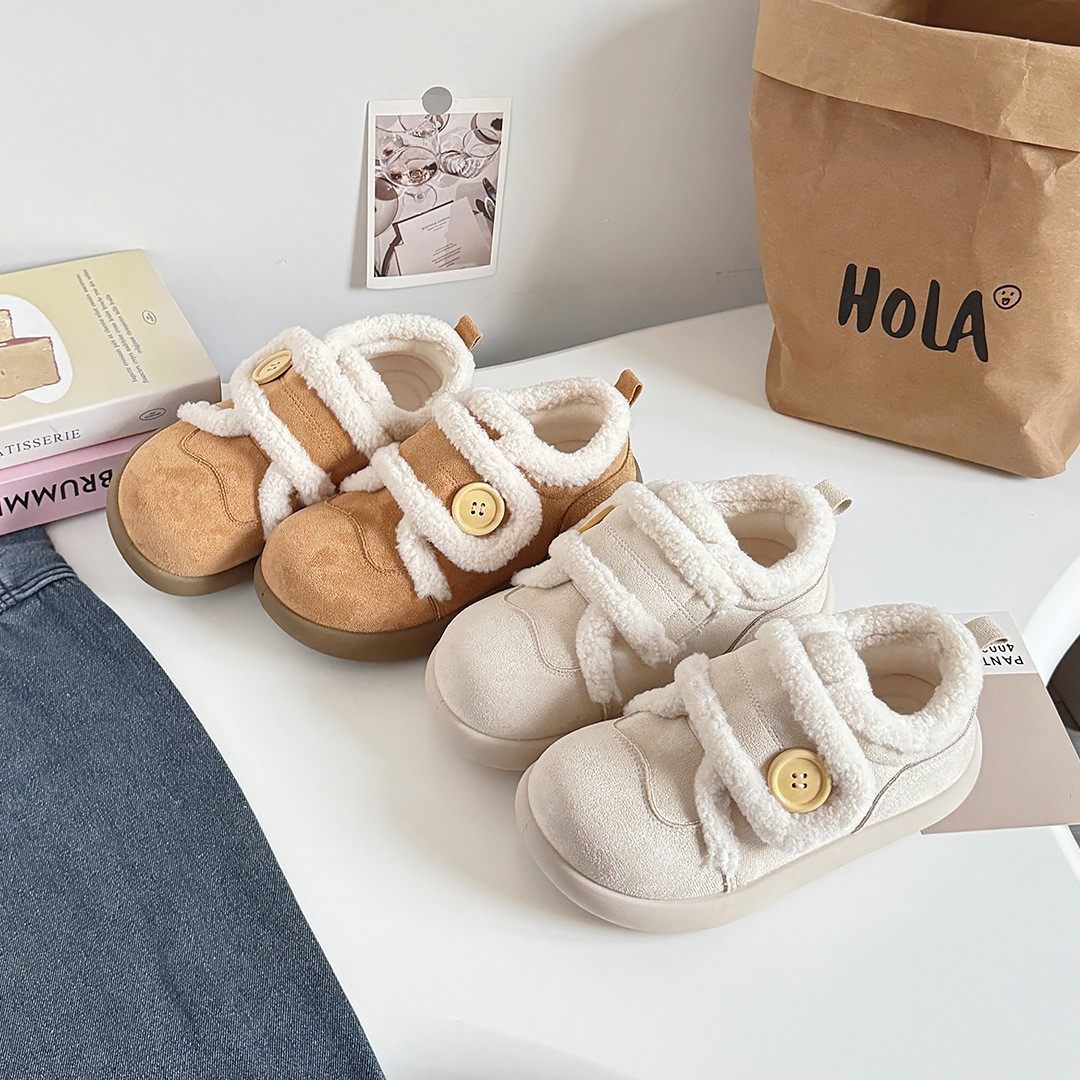 蓓尔毛毛鞋加绒平底豆豆鞋子女冬外穿2025新款加绒鞋子B3002,女鞋,帆布鞋,淘宝优惠券,粉丝福利购,淘宝优惠卷
