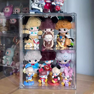 dimoo迪士尼搪胶展示盒娃娃公仔手办柜泡泡玛特透明拉布布收纳架