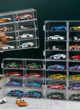风火轮收纳盒合金小汽车模型TOMICA1:64儿童玩具多美卡透明展示架