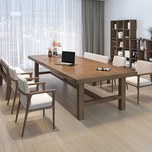 客厅实木大长书桌简约学习桌实木大板桌餐桌书桌一体长方形工作台