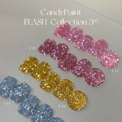 CandyPaint爆闪彩色碎钻胶第三弹F11-F14闪钻胶三角碎钻甲油胶