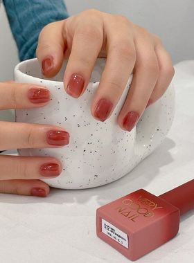 韩国进口VERY GOOD暧昧氛围冰透红橘棕S12verygood美甲瓶装甲油胶