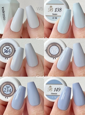 浅蓝色系合集baby蓝奶蓝深林蓝蓝绿色日本美甲甲油胶vetro韩国