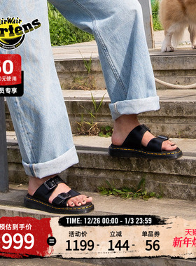 Dr.Martens马丁博士Josef夏季舒适半拖鞋一脚蹬黑色外穿拖鞋凉鞋