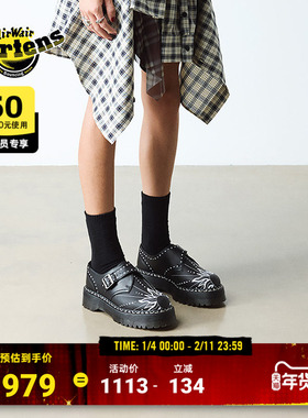 Dr.Martens马丁博士Monk Quad SF新款爆款时尚刺绣小厚底皮鞋单鞋