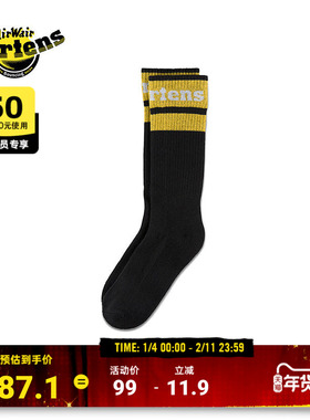 Dr.Martens马丁博士Athletic Logo Sock男女秋透气舒适黑色女袜子