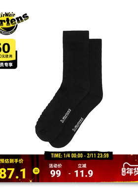 Dr.Martens马丁博士Double Doc Sock秋季透气舒适百搭黑色女袜子