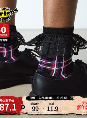 Dr.Martens马丁博士Frill Sock新款舒适百搭透气弹力蕾丝格纹袜子