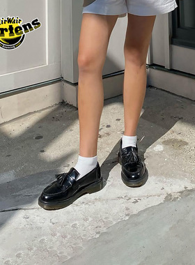 Dr.Martens马丁博士Adrian男女秋季金属搭扣一脚蹬黑色乐福皮鞋