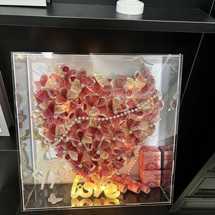 爱心有钱花现金亚克力透明礼盒520心形情人节告白惊喜生日礼物