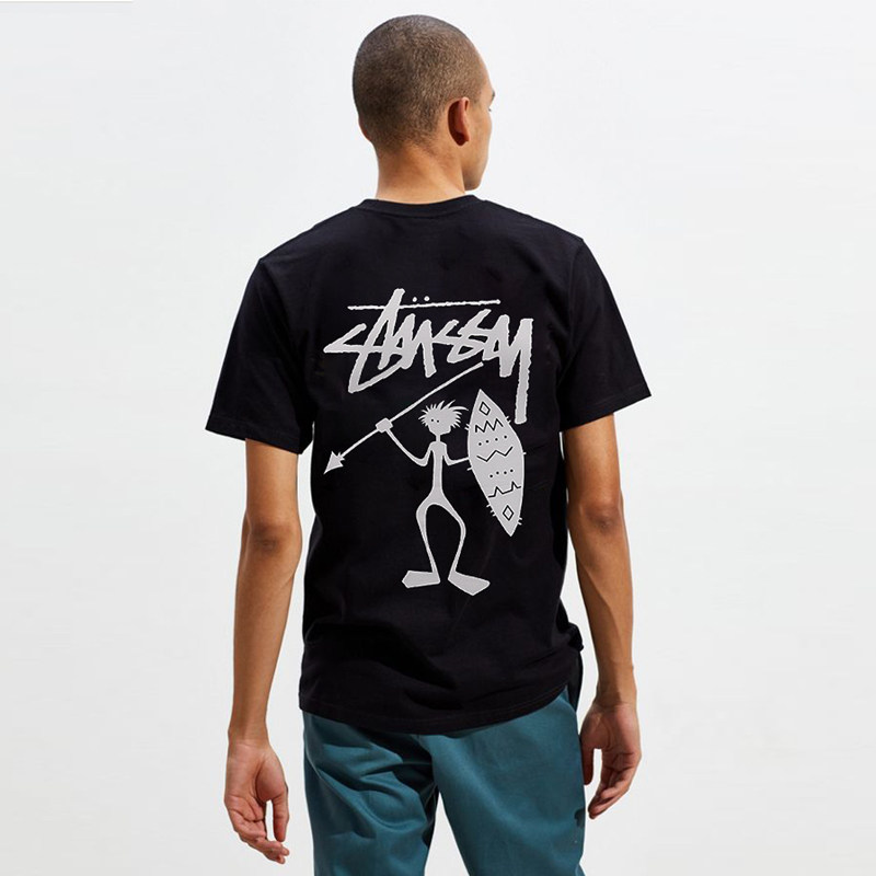 Stussy短袖男2020新款夏季部落小人欧美潮牌个性印花圆领宽松T恤