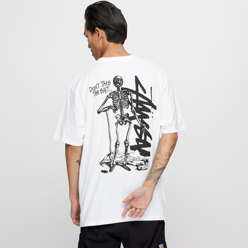 Stussy短袖T恤男女款 2020欧美潮牌站立骷髅斯图西宽松休闲情侣款