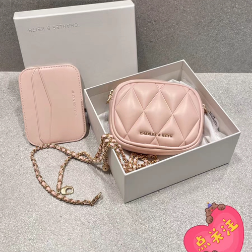 CHARLES&KEITH 25小CK2-00770664迷你菱格链条小方包卡包钱包女包