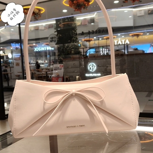 CHARLES&KEITH26夏新品CK2-20782938蝴蝶结单肩腋下法棍包折纸包