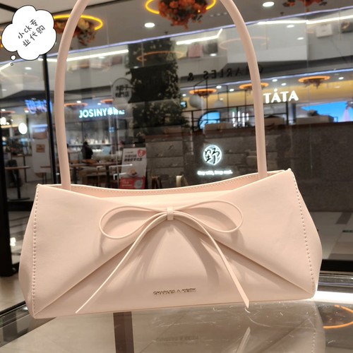 CHARLES&KEITH26夏新品CK2-20782938蝴蝶结单肩腋下法棍包折纸包