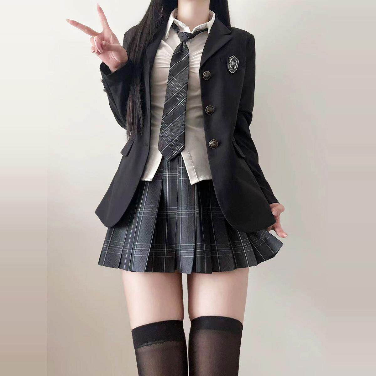 原创正版黑色三粒扣jk西装外套