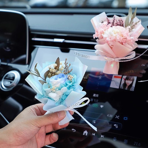 车载香薰创意永生花干花束汽车空调出风口香薰夹淡香车上香氛摆件