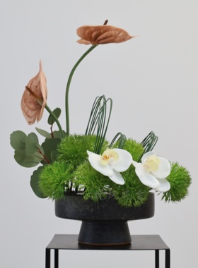 新中式仿真花艺餐厅桌面花艺