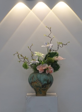 玄关摆花酒店餐厅前台仿真花艺