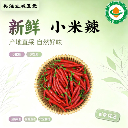 有机小米辣 有机认证新鲜农家鲜辣椒朝天椒剁椒 无农残天然健康