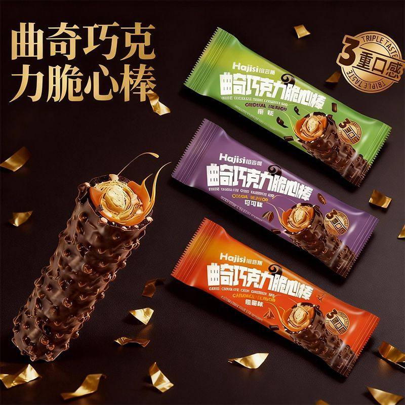 曲奇可可脆心棒摩卡卡布奇诺味涂层巧克力棒网红爆款零食怀旧小吃