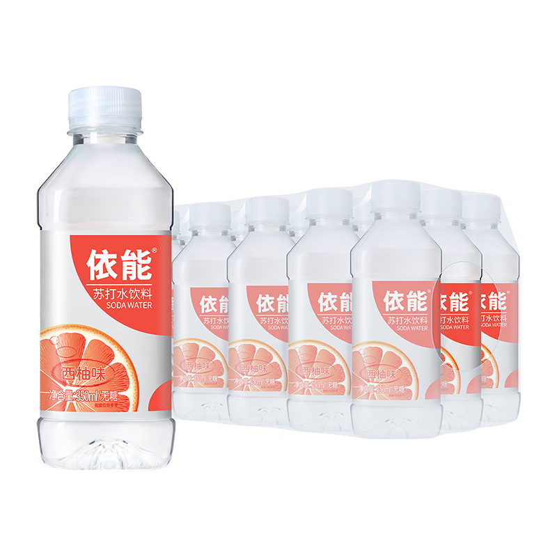 依能苏打水饮料 柠檬味无糖无汽弱碱锌强化 饮用水 350ml*15瓶
