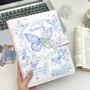 爆款 铃兰蝴蝶A5皮质卡册高颜值ins高级感相册小卡收纳本收藏册子