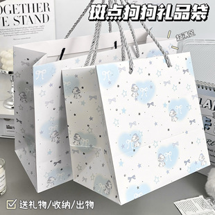 爆款斑点狗狗礼品袋ins风高颜值节日礼物手提袋大容量精致收纳袋