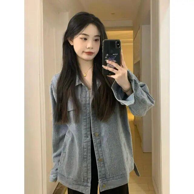 复古蓝色开衫牛仔外套女春季2026新款宽松设计感休闲百搭夹克上衣