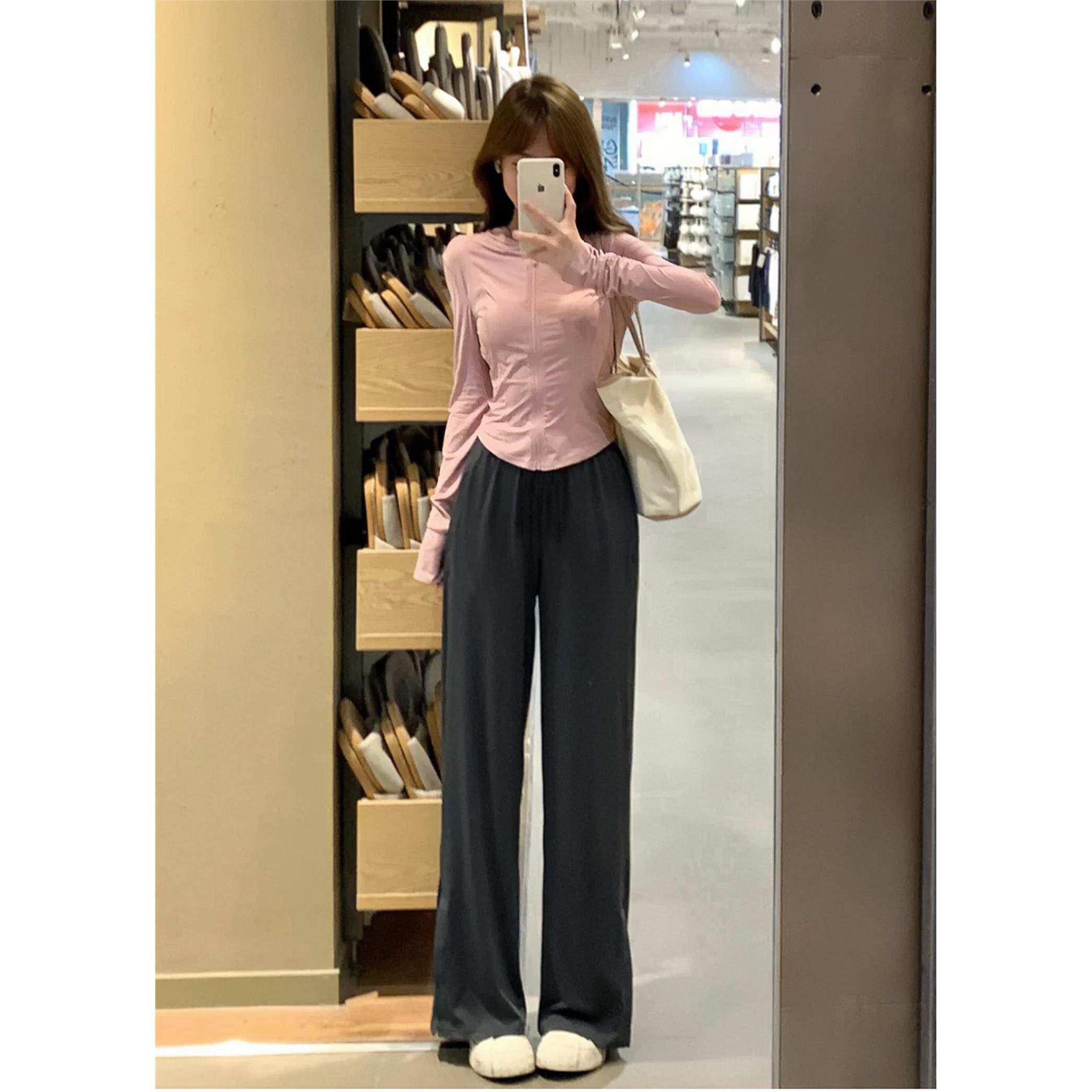 瑜伽服鱼骨冰丝防晒衣休闲 运动服套装女夏季修身显瘦小个子两件