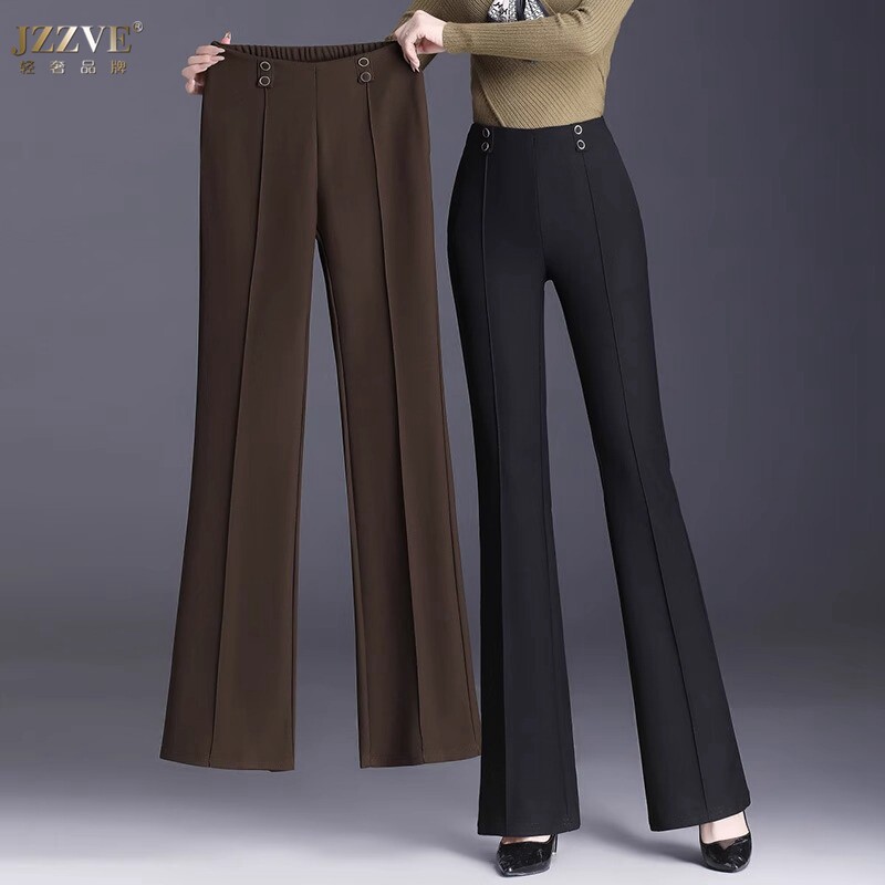 气质微喇西装裤女士休闲高腰春秋新款中年加大码垂顺显瘦喇叭裤女