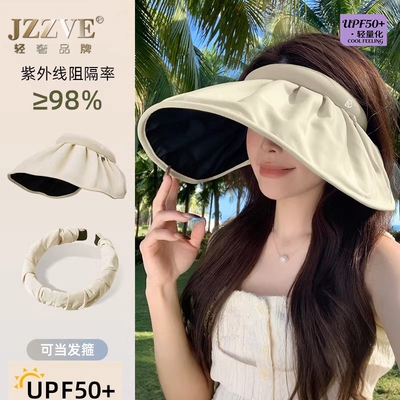 黑胶贝壳防晒帽女2026新款UPF50+户外出行遮阳防紫外线空顶太阳帽