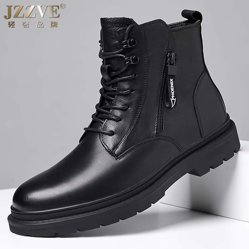马丁靴男真皮秋冬加绒工装靴