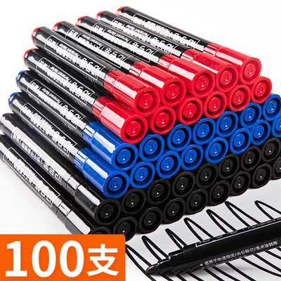 油性记号笔黑色油性笔批发勾线笔墨水彩色马克笔红防水不掉色快递大头笔不可擦粗笔粗头记号笔快递专用记号笔