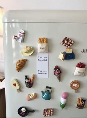 *漂亮的小姨妈* 冰箱贴立体创意磁性贴 仿真食物面包留言贴吸铁石