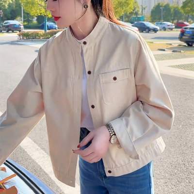 小个子立领外套女短款春季2025新款韩版休闲宽松高级感上衣衬衫潮