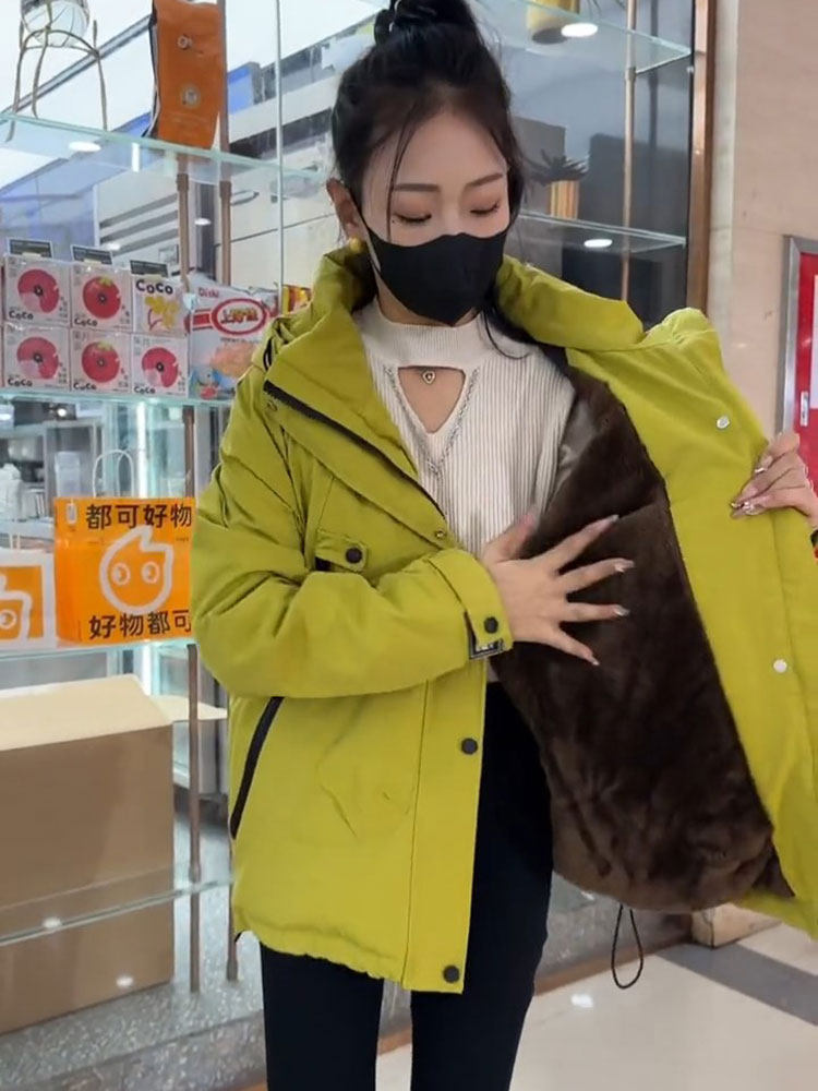 加绒连帽冲锋衣棉服女短款2025冬季新款宽松工装设计保暖棉衣外套,女装/女士精品,短外套,淘宝优惠券,粉丝福利购,淘宝优惠卷