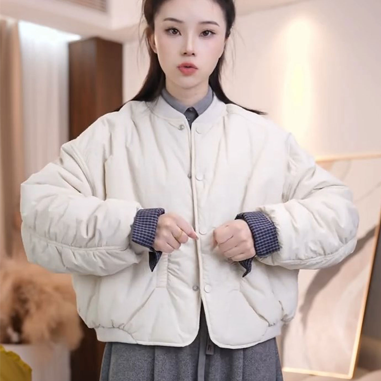 羽绒棉棉服女短款2025冬季新款韩版小个子宽松棒球服薄棉夹克棉衣