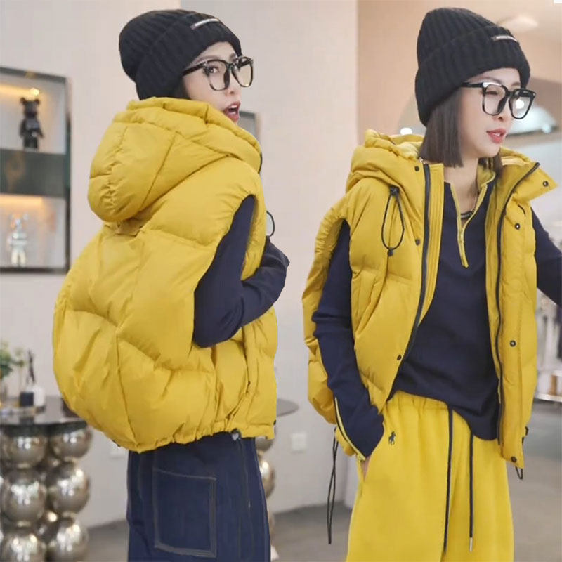 2025秋冬新款羽绒棉马甲抽绳设计感坎肩棉衣连帽马夹短外套上衣潮,女装/女士精品,羽绒服,淘宝优惠券,粉丝福利购,淘宝优惠卷