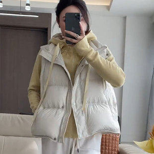 羽绒马甲女背心外穿2025秋冬新款 宽松休闲保暖白鸭绒马夹外套 韩版