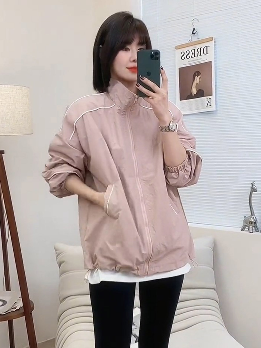 百搭撞色立领夹克外套