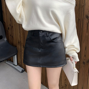 辣妹黑色小皮裙半身裙女2025秋高腰显瘦包臀裙裤a字裙PU皮短裙子