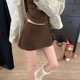 咖啡色毛呢裙裤 半身裙女2025冬新款 百搭a字裙低腰开叉侧拉链短裙