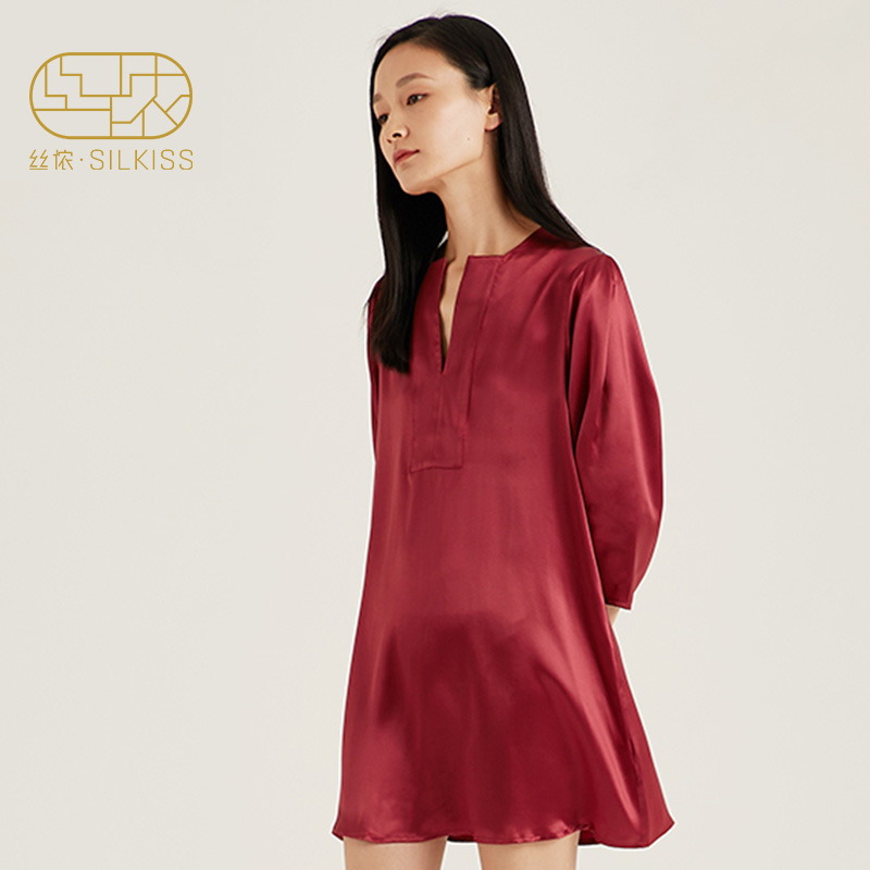 流慧』丝侬中式真丝睡裙