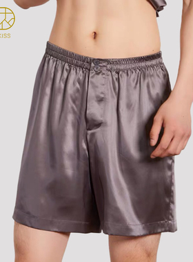 SILKISS/丝侬新款男士桑蚕丝睡裤短裤纯色简约休闲裤家居裤