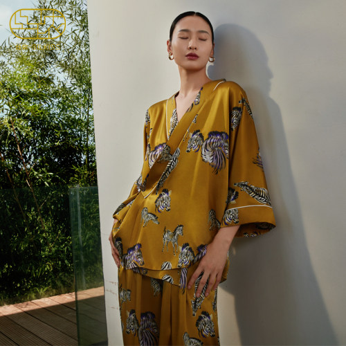 丝侬水墨斑马纹真丝家居服套装