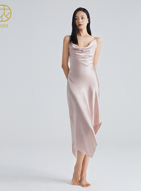 礼物』明星同款丝侬奢华性感真丝长款睡裙女吊带礼服桑蚕丝睡衣裙