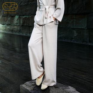 长裤 显瘦加厚直筒休闲裤 冬 丝侬真丝羊毛羊绒高腰女士针织裤 梓悦